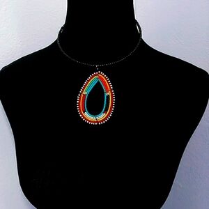 Maasai tear drop multi colored handmade necklace